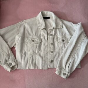 Women's White Corduroy Cropped Jacket